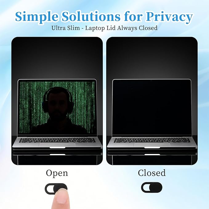 100 Pcs Webcam Cover Slide, 0.023 Inch Black Ultra-Thin Universal Laptop Camera Cover Slide for Laptop, Computer, Phone Protect Your Privacy and Security