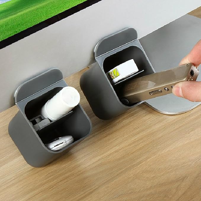 Screen Pen Storage Container PP Multi Purpose Stick On Desk Screen Organizers Desktop Pencil Holders Organizer (Grey)