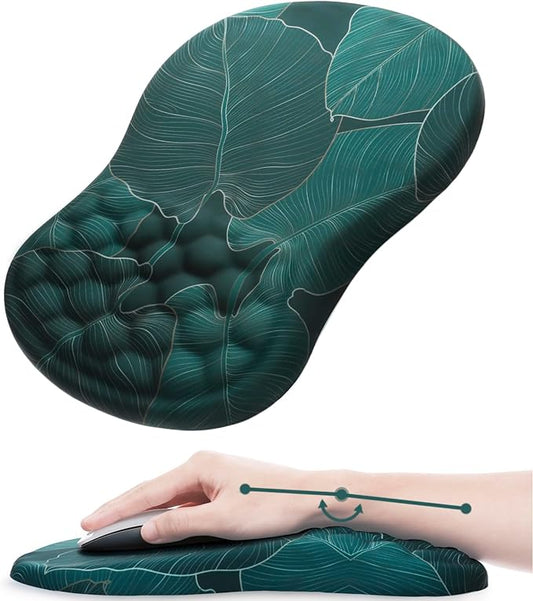 Ergonomic Mouse Pad Wrist Rest, 15° Memory Foam, Non-Slip PU Base | 15° Ergonomic Tilt, 100% Memory Foam, Smooth Lycra Surface, for Office & Gaming, Pain Relief Wrist Support Banana Leaf Green