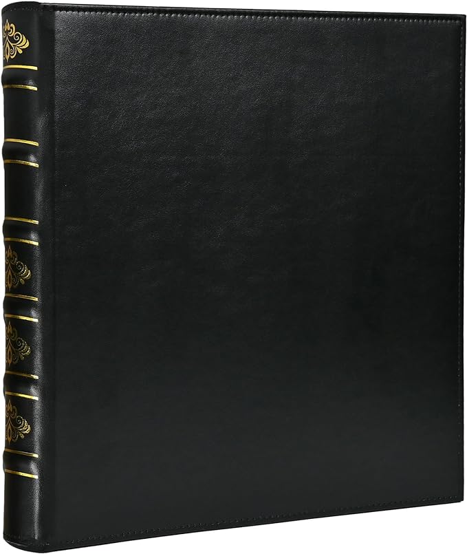 LETVPVOW Vintage Hardback 3 Ring Binder 1 Inch, Professional Leather Binder 3 Ring, Three Ring Binders Fits 8.5" x 11", D Ring Binders for Photo Album, Home, School and Office Supplies- Black