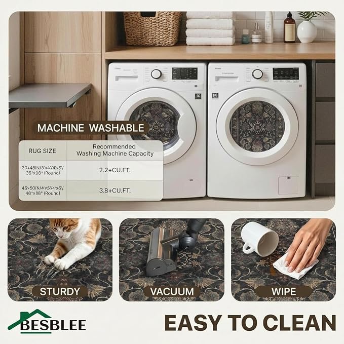 48"x60" Office Chair Mat for Hardwood Tile Floor, Under Desk Carpet Protector for Rolling Computer Chair Mat, Machine Washable Area Rug, Anti-Slip 1/5" Thick Low Pile Thin Vinyl Floor Mat, Charcoal