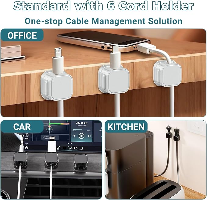 Cable Management Under Desk, 25.3'' No Drill Desk Cable Management Tray with Clamp, Metal Cord Organizer for Standing Desk, Computer Wire Management for Home Office & Gaming Setup, White