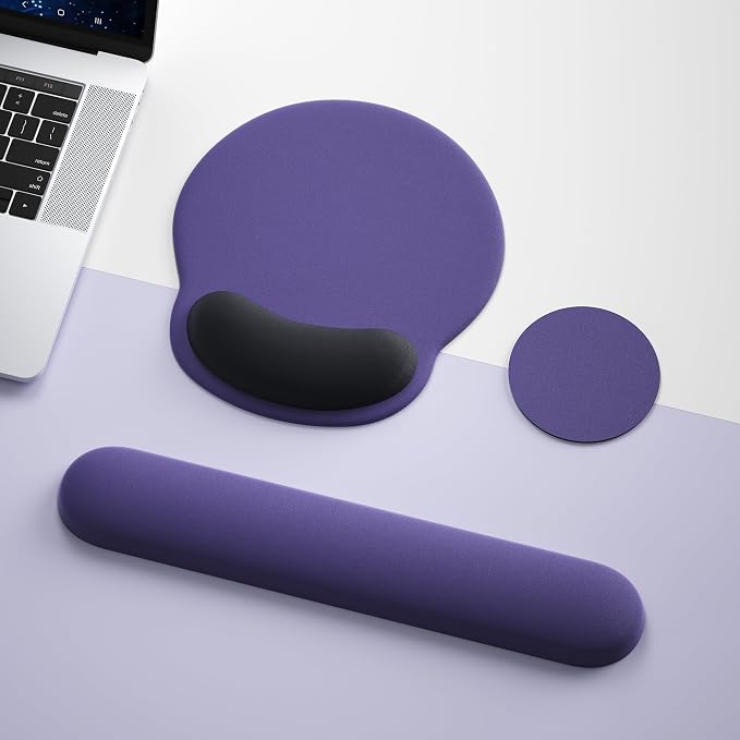 Mouse Pad with Keyboard Wrist Rest,Ergonomic Mouse Pad Wrist Support PU Base with Coaster,Mousepad with Nonslip Base for Computer Laptop Keyboard Home&Office