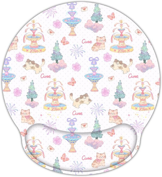 Ergonomic Mouse Pad with Wrist Support,Non-Slip Rubber Base for Computer Laptop & Mac,Lightweight Rest for Home,Office & Travel (Cute Kitten)