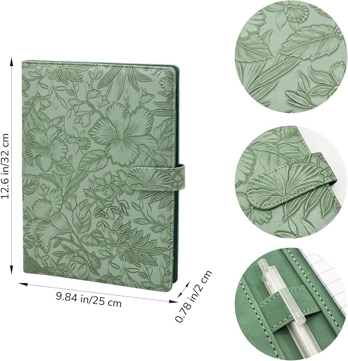 VANRA Padfolio Portfolio Binder Faux Leather Interview Resume Folder with Notepad, Document Organizer Card Holder, Letter-Sized Notepad Portfolio Organizer for Business School Office (Green)