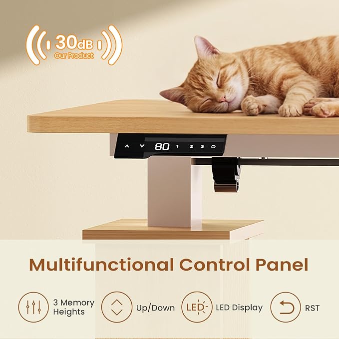 SEDETA L Shaped Electric Standing Desk, 55 inch Height Adjustable Office Executive Desk with Storage Drawers, Fluted Sit Stand Corner Computer Desk with Power Outlets for Home Office, Oak