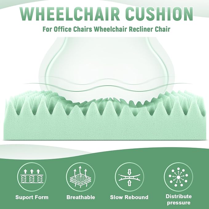 Geiserailie 2 Pcs Egg Foam Pad Eggs Chair Cushion to Relieve Back Foam Seat Cushion Chair Accessories Pad for Office Recliner Wheelchair Home Car (18 x 16 x 4 Inches Egg-Shaped,Light Green)