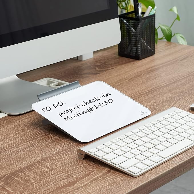 Small Desktop Glass Dry-Erase Whiteboard - 8 X 6 Inches Tabletop Easel Whiteboard with Stand × 2