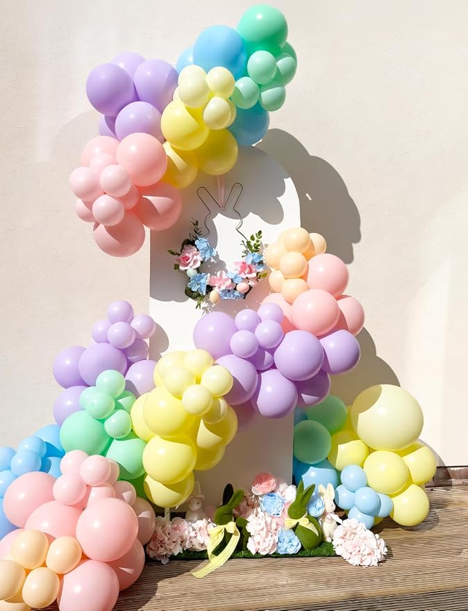 Pastel Rainbow Balloons Arch Garland Kit, Macaron Assorted Color Balloon Arch Kit,18/12/5 In Pastel Spring Balloon Arch for Spring Tea Party Unicorn Birthday Party, Baby Shower Supplies