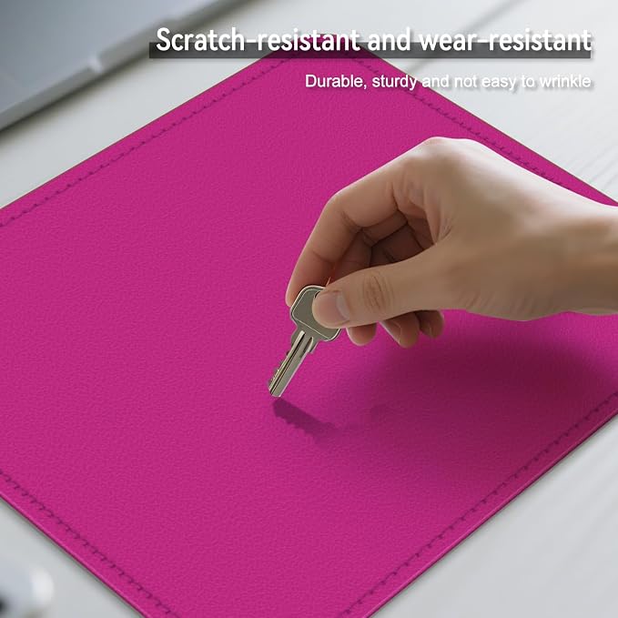 Dual Sided Leather Desk Mat - Waterproof Desk Pad - Ideal for Large Mouse Pad and Desk Mats on Top of Desks (Rose, 11"*8")