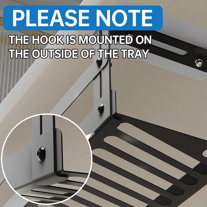 PAVSTINE Under Desk Cable Management Tray, 17 in Metal Cable Tray Basket | For Wire Management, Power Strip Holder, Cord Organizer, Wire Tamer for Home/Office Desk Cable Hider Black