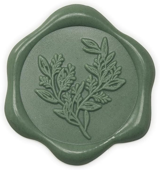 UNIQOOO Wax Seal Stickers - Eucalyptus Wedding Invitation Envelope Seal Stickers, 100 Pcs Self- Adhesive Olive Green Stickers, Perfect for Invitation, Envelopes, Gift Wrapping, Christmas