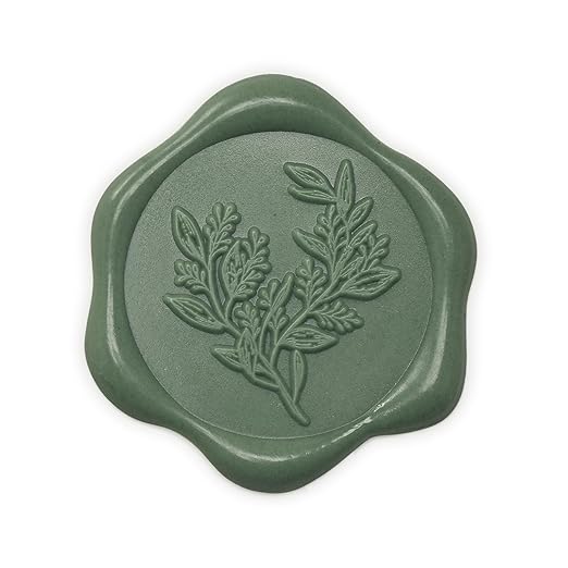 UNIQOOO Wax Seal Stickers - Eucalyptus Wedding Invitation Envelope Seal Stickers, 100 Pcs Self- Adhesive Olive Green Stickers, Perfect for Invitation, Envelopes, Gift Wrapping, Christmas