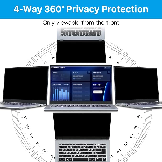 STARY 4-way 360°Laptop Privacy Screen Filter 16 Inch 16:10 Ratio(1920x1200), Anti Glare & Blue Light Filter, Removable Privacy Screen Protector for Laptop Monitor, Compatible with HP Dell Acer Lenovo Samsung ASUS Toshiba