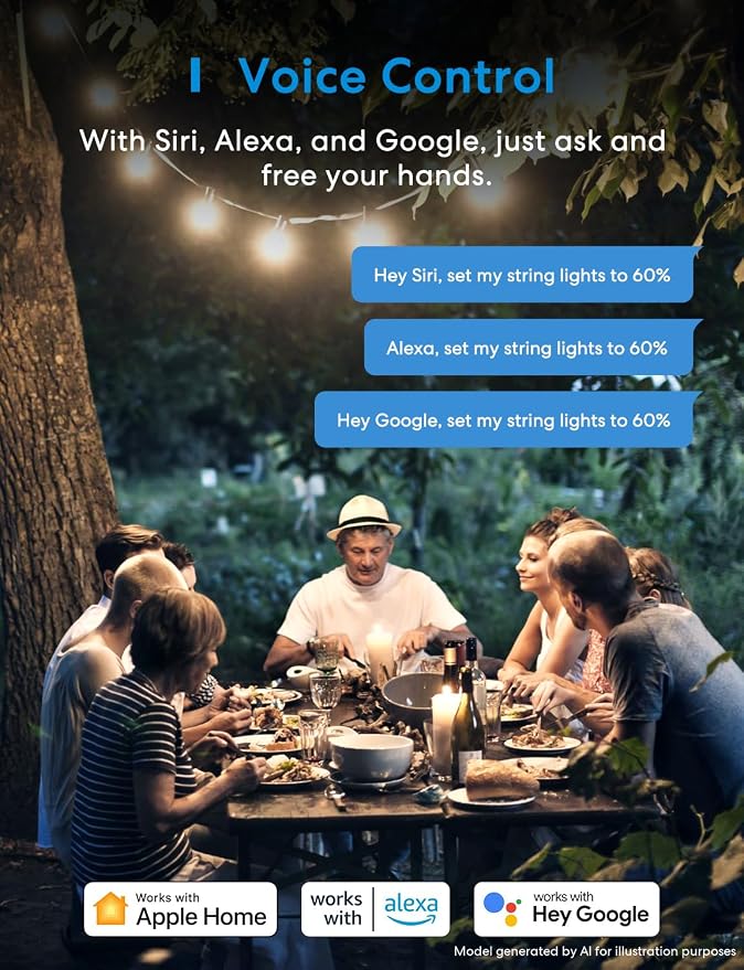 meross Outdoor Dimmer Plug, Smart Outdoor Plug Works with Apple HomeKit, Alexa, Google Home, IP44 Outdoor Dimmer for String Lights Lamps, Patio Lights with Voice & Remote Control, Schedule & Timer
