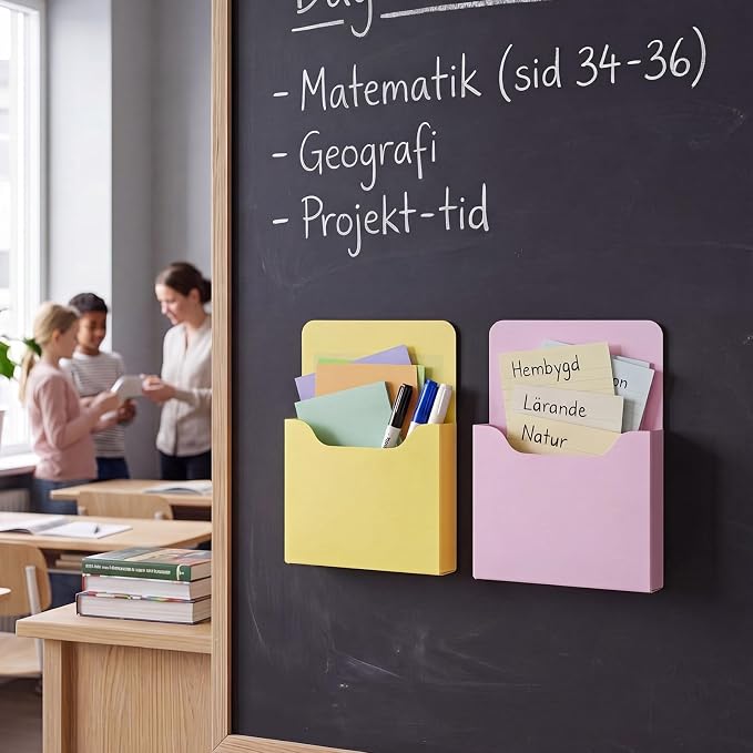 Gilprop 8 Pack Magnetic File Holder, 5"x7"x1.2" Magnetic Wall File Folders for Whiteboard, Hanging Classroom Organizer Storage, Refrigerator Magazine Holder for Mail Letters Paper Desk Office