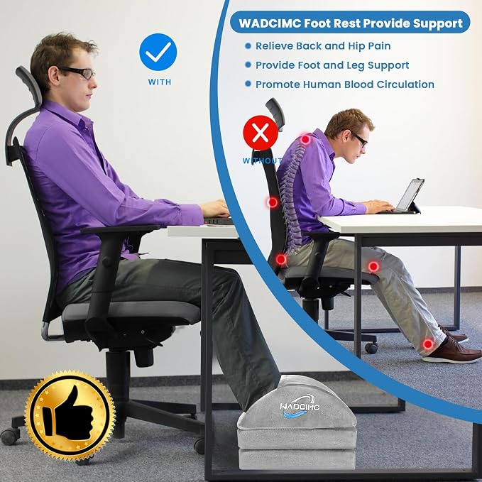 Foot Rest for Under Desk at Work, Warmer Feet Pocket Footrest,Foot Stool with Washable Cover,Comfortable Footrest with 3 Adjustable Heights, for Office Gaming Chair, for Leg Support, XL(18IN)