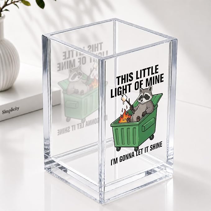 This Little Light Of Mine I'm Gonna Let It Shine Funny Acrylic Cosmetic Pencil Pen Holder Desk Organizer Clear Crack Resistant Desk Organizer, Office Gifts for Coworkers Women Men Friends HR Doctor