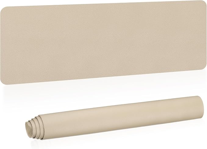PATIKIL Desk Mat, 55"x17" Non-Slip Waterproof PU Leather Desktop Protector Cover Dual Sided for Office & Home, Khaki