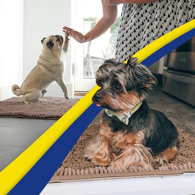 Muddy Mat® | Super Absorbent Door Mat Indoor, Microfiber Quick Dry Chenille Entryway Rug, Non-Slip Front Door Mat, Indoor Mats for Entryway, Machine Washable Pet Rug, Tan 20" x 48"