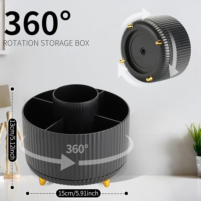 Camelmother 360°Rotating Pen&Pencil Holder For Desk With 5Slots Cute Office | Spacious Beautiful & Durable For Teachers Students Workers Easy Storage for Pens Stationery