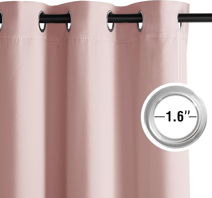 NICETOWN Room Darkening Draperies Curtains Panels, 2 Panels Blush Pink W52 x L84