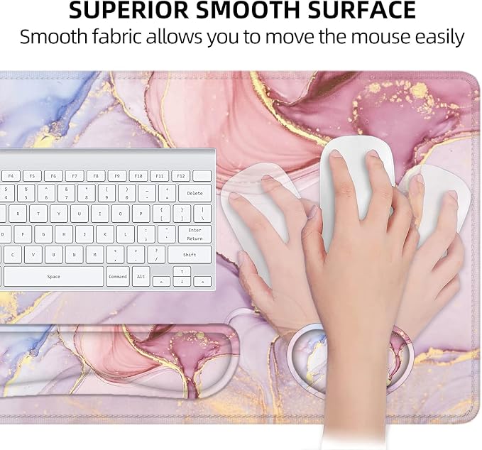 LATEEFAH Desk Mat, Mouse Pad with Wrist Rest, 4-in-1 Large Mouse Pads for Desk, Ergonomic Mouse Pad and Keyboard Wrist Rest Gaming Keyboard Mat for Office, Home