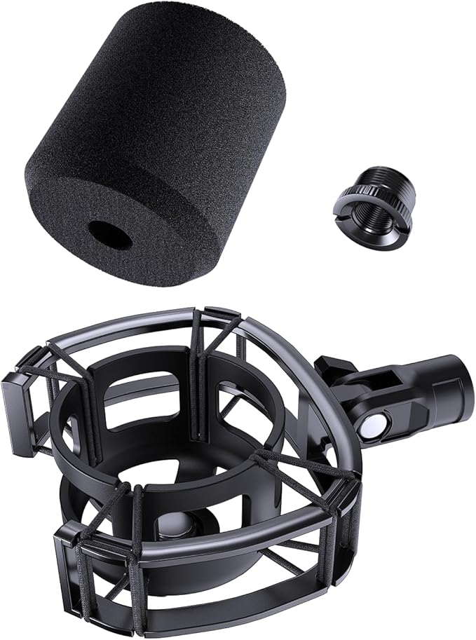 Custom Built for SoloCast Shock Mount, Upgrade Anti-Vibration Suspension Elastic Shock Mount Holder Clip Mics Stand with Screw Adapter Compatible with Hyperx SoloCast Microphone