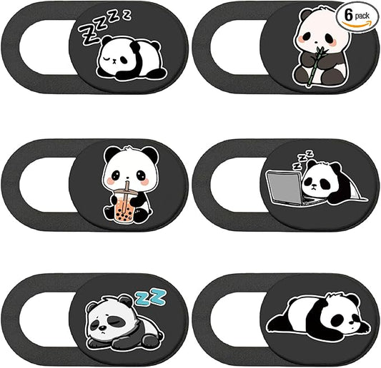 6Pcs Laptop Camera Covers Webcam Camera Cover Panda Pattern Privacy Security Guard Slide Phone Webcam Protector for Laptops Desktops Computers Smartphones Tablets Notebooks Mini PC Devices