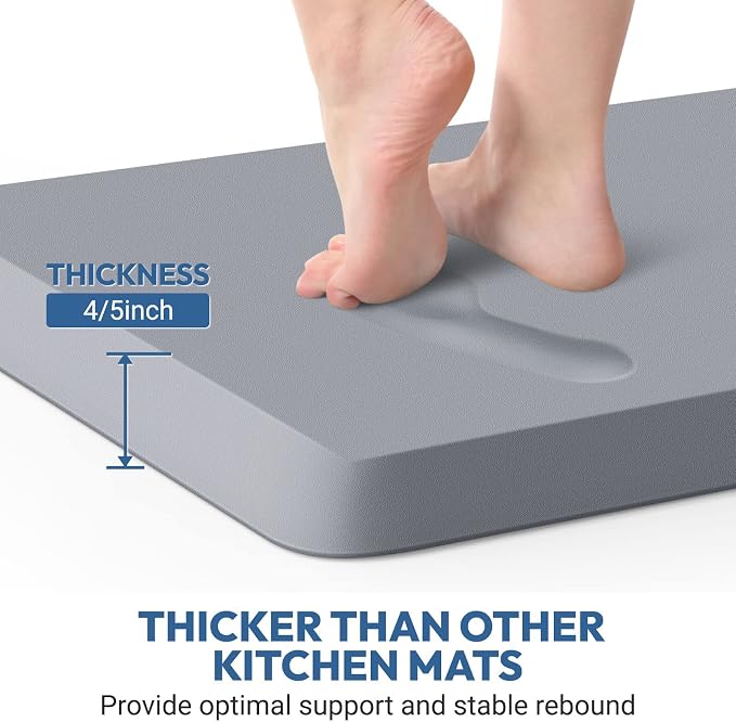 4/5 Inch Thick Kitchen Mat - Cushioned Anti Fatigue Mats for Kitchen Floor - Easy to Clean, Waterproof, Non-Slip Kitchen Rug for Sink, Office, Kitchen (22''x54'' Grey)