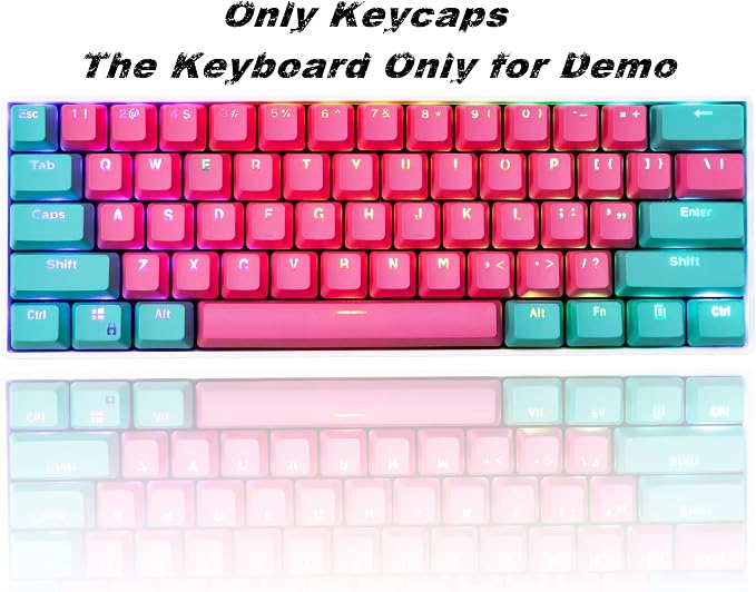 Guffercty kred 61 Keycaps 60 Percent Miami Keycaps Set PBT Keycap Backlit OEM Profile with Key Puller for Cherry MX Switches Mechanical Gaming Keyboard (Miami)