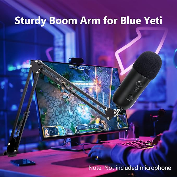 Blue Yeti Microphone Stand with Foam Cover - Suspension Boom Scissor Arm Stand and Mic Windscreen Pop Filter Compatible with Blue Yeti Microphone by YOUSHARES