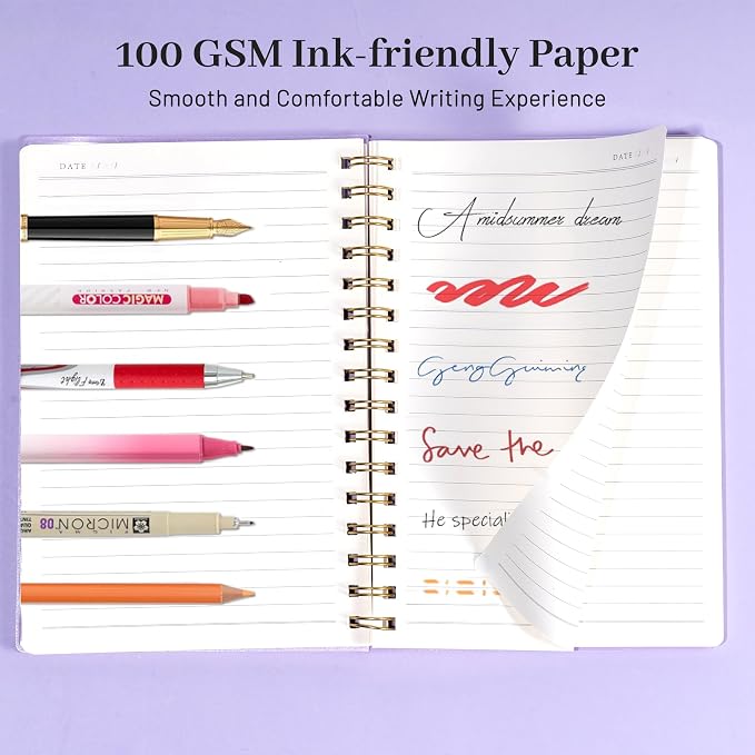 Yoment Spiral Notebook College Ruled A5 Spiral Bound Journal 160 Pages Thick Paper Plastic Hardcover Spiral Notebook 5x7 Wire Bound Notebooks for Note Taking School Office Supplies, Purple