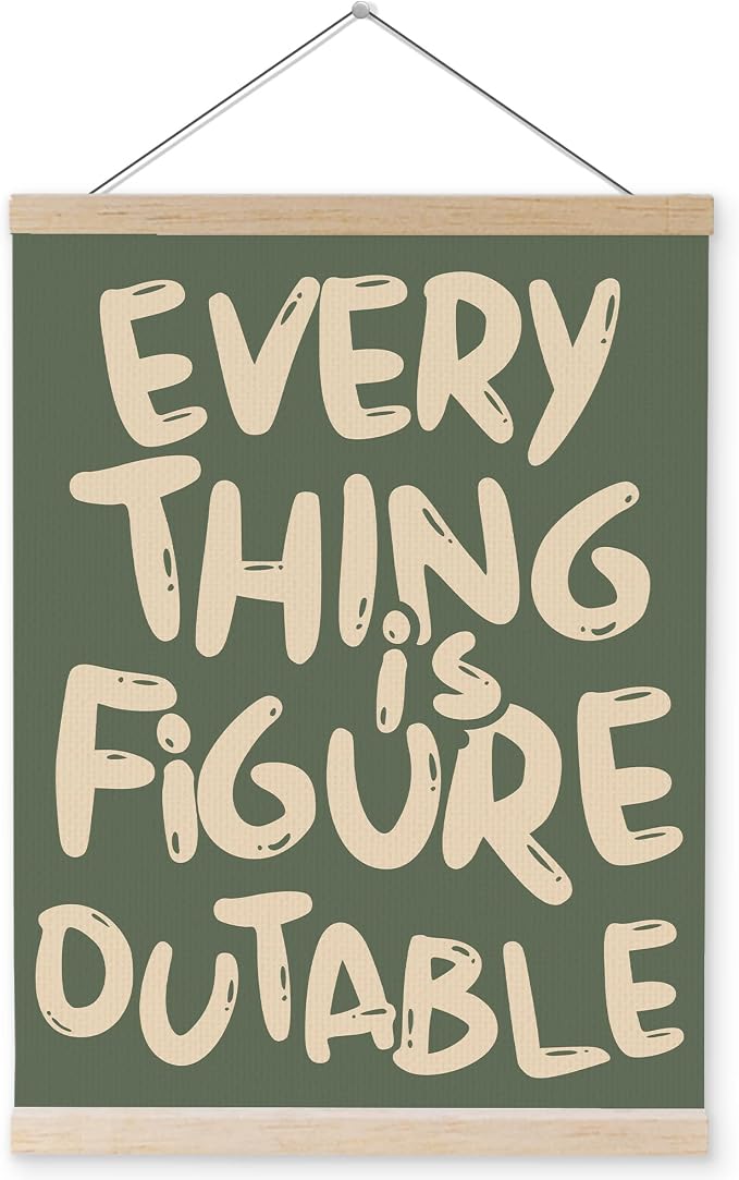 YQDEJ Everything is Figureoutable Inspirational Wall Art Poster Hanger Frame, Positive Affirmations Wall Decor, Motivational Wall Art for Home Office Classroom, 16x24 Inch