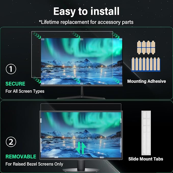 [2 Pack] 21.5 Inch Computer Privacy Screen for 16:9 Aspect Ratio Widescreen Monitor, Eye Protection Anti Glare Blue Light Computer Monitor Privacy Filter, Removable 21.5 in Protector Film
