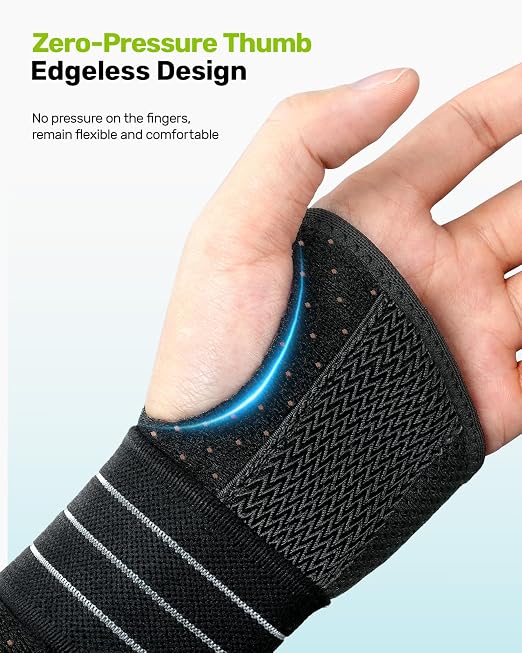 Rakiie Carpal Tunnel Wrist Brace, Adjustable Night Wrist Support with 3 Metal Splints, Hand Brace for Men Women No Pressure on Thumb, Splint Stabilizer for Work, Arthritis (Right Hand, Purple, Small)