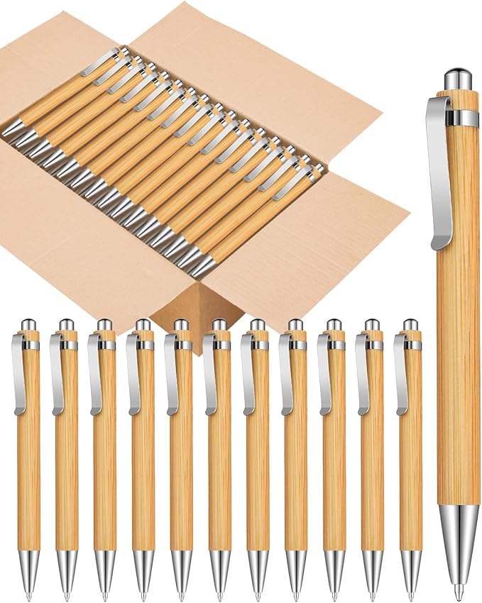 Bamboo Pens Bulk Wooden Bamboo Pens Engraving Wooden Ballpoint Pen Customizable Gift Pen Bulk 50pcs