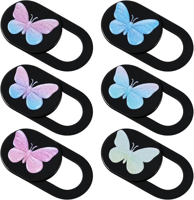 6 Pcs Camera Cover Slide Laptop Camera Privacy Cover Slide 0.73''x0.35'' Butterfly Design Webcam Cover-Slide for Smartphone Laptop Desktop Computer Tablet to Protect Your Privacy Security