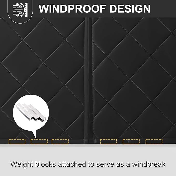RYB HOME Summer Heat Blocking Thick Quilted Insulated Curtains, Thermal Insulated Curtains Room Divider for Energy Saving Window Treatment for Bedroom Living Room, W38 x L82, Black, 1 Panel