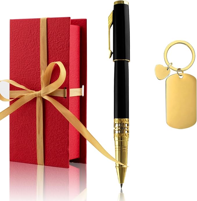 Yastar Personalized Luxury Pen with with a Custom Medal Gift Set with Pen Box - Metal Body Engrave with Your Message Personal Names Message - Gift Idea for Business Office Friends Employees