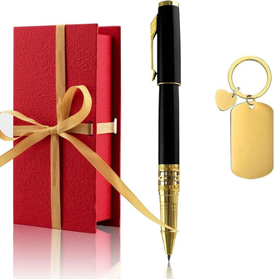 Yastar Personalized Luxury Pen with with a Custom Medal Gift Set with Pen Box - Metal Body Engrave with Your Message Personal Names Message - Gift Idea for Business Office Friends Employees