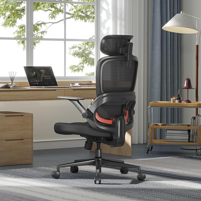 SIHOO B100 SE Office Chair, Desk Chair with Adaptive Lumbar Support & 2D Flip-up Armrests, 135° tilt Soft Memory Foam Erogonomic Chair for Home Office,Hold 300 LBS, 2 Packs, Jet Black