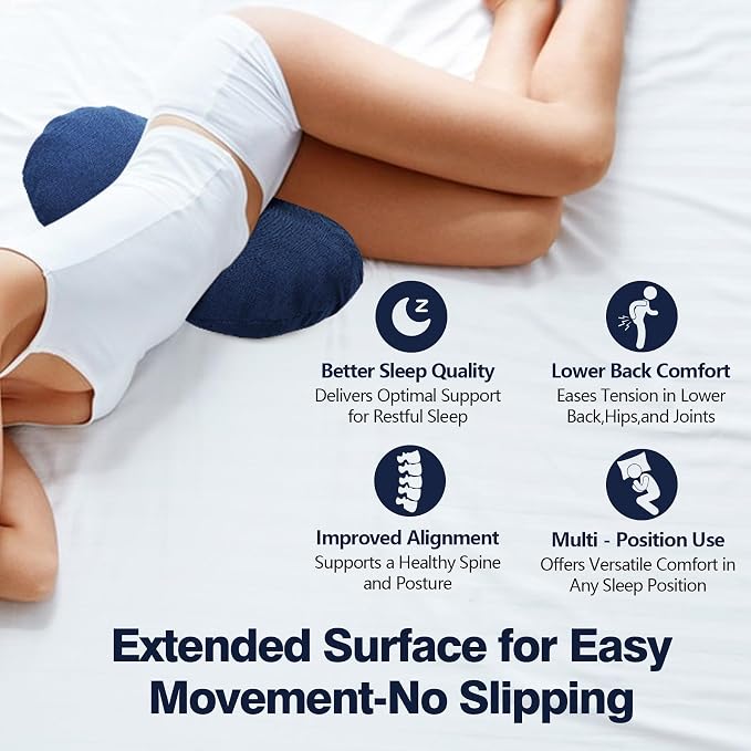 COMFYTHERA Lumbar Support Pillow for Sleeping Memory Foam Lumbar Support Cushion for Lower Back Pain Relief, Back Support Bed Pillow Waist Support (Dark Blue, Small)