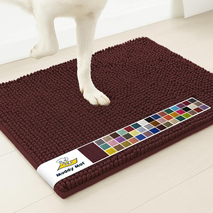 Muddy Mat® | Super Absorbent Door Mat Indoor, Microfiber Quick Dry Chenille Entryway Rug, Non-Slip Front Door Mat, Indoor Mats for Entryway, Machine Washable Pet Rug, Rust 19" x 30"