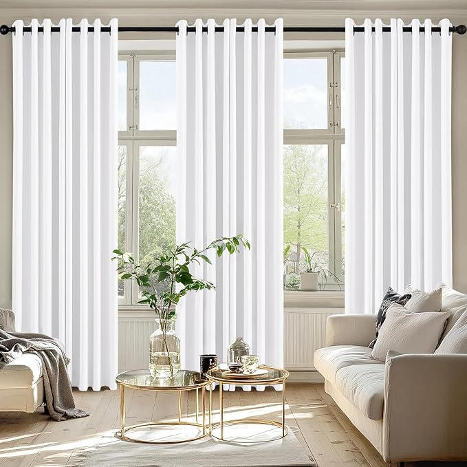 MIULEE Blackout Curtains for Bedroom Living Room 2 Panels, Thermal Insulated Room Darkening Drapes Grommet Noise Reducing Light Blocking Window Treatments 84 Inches Long 50x84 Inch Pure White