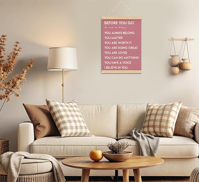 Mental Health Positive Affirmations Inspirational Wall Art Decor, Therapist Nurse Office Signs Wall Art Decor For Office Kids Teen Girls Room Bedroom Playroom Wall Decor Wood Posters Framed（pink）