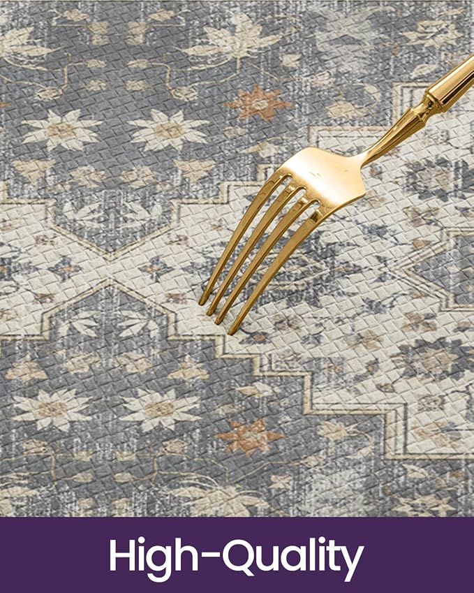 DEXI Kitchen Floor Mats Anti Fatigue, 23x59 Large Long Cushioned Vintage Runner Rug Waterproof, Standing Comfort Memory Foam Padded for Front Sink Laundry Office, Pale Grey
