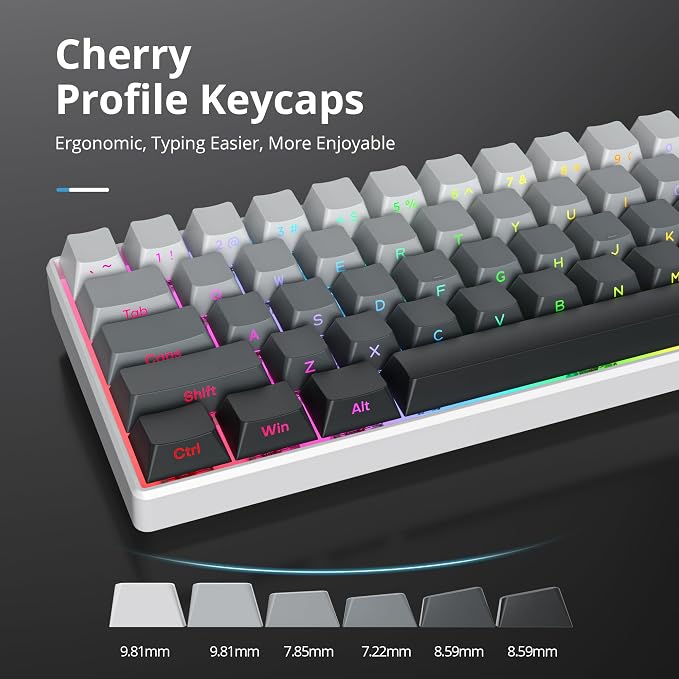 Guffercty kred Gradient PBT Key caps for Mechanical Keyboards, 135-keys Custom Minimalist Side Printed Double Shot Keycaps Cherry Profile for Gaming Keyboard (Polar)