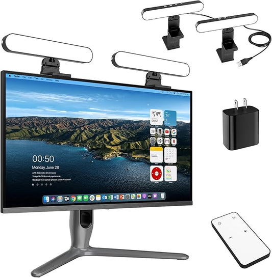 Dual-Lamp Video Conference Lighting Kit, Webcam Monitor Light with Remote and Touch Control, Zoom Lighting for Computer, Light for Laptop/Podcast/Streaming/Video Calls/Zoom Meetings