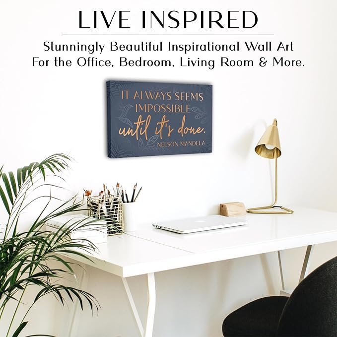 HoneyKICK Nelson Mandela Inspirational Quote Canvas Wall Art - Motivational Wall Decor for Office, Bedroom, Living Room - Abstract Wall Art for Women Office Decor Framed Canvas
